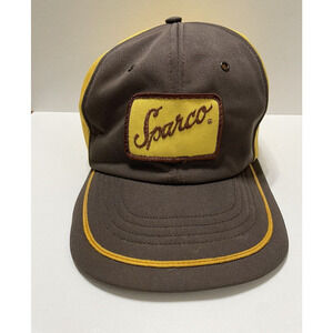 VINTAGE Trucker Hat Cap Snapback Brown Yellow Swingster Sparco Racing